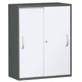 Schiebetürenschrank 4 Ordnerhöhen STYLE | Breite 120 cm | Graphit/Weiß Schiebetürenschrank 4 Ordnerhöhen STYLE | Breite 120 cm | Graphit/Weiß