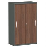Schiebetürenschrank 4 Ordnerhöhen STYLE | Breite 80 cm | Graphit/Nussbaum Schiebetürenschrank 4 Ordnerhöhen STYLE | Breite 80 cm | Graphit/Nussbaum