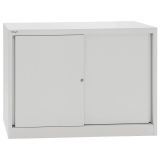 Schiebetürenschrank aus Metall 2 Ordnerhöhen | 120 cm breit | Lichtgrau Schiebetürenschrank aus Metall 2 Ordnerhöhen | 120 cm breit | Lichtgrau