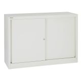 Schiebet�renschrank aus Metall 2 Ordnerh�hen | 120 cm breit | Wei�