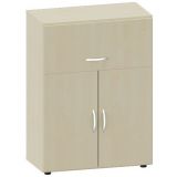 Schrankregal 3 Ordnerh�hen LIFE | 1 H�ngeregisterauszug + T�ren | 80 cm breit | Ahorn hell