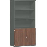 Schrankregal 5 OH STYLE | mit 2 OH T�ren | 100 cm breit | Graphit/Nussbaum
