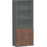 Schrankregal 5 OH STYLE | mit 2 OH T�ren | 80 cm breit | Graphit/Nussbaum
