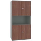 Schrankregal 5 OH STYLE | mit 2x2 OH T�ren | 100 cm breit | Graphit/Nussbaum