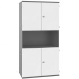 Schrankregal 5 OH STYLE | mit 2x2 OH T�ren | 100 cm breit | Graphit/Weiss
