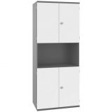 Schrankregal 5 OH STYLE | mit 2x2 OH T�ren | 80 cm breit | Graphit/Weiss