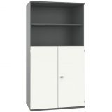 Schrankregal 5 OH STYLE | mit 3 OH T�ren | 100 cm breit | Graphit/Weiss