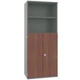 Schrankregal 5 OH STYLE | mit 3 OH T�ren | 80 cm breit | Graphit/Nussbaum