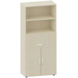 Schrankregal 5 Ordnerh�hen LIFE | 1 H�ngeregisterauszug + T�ren | 80 cm breit | Ahorn hell