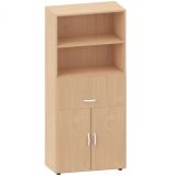Schrankregal 5 Ordnerh�hen LIFE | 1 H�ngeregisterauszug + T�ren | 80 cm breit | Buche Natur
