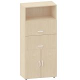 Schrankregal 5 Ordnerh�hen LIFE | 2 H�ngeregisterausz�ge + T�ren | 80 cm breit |  Ahorn hell