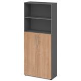 Schrankregal 5 Ordnerh�hen LIGHT | 80 cm breit | Graphit/Nussbaum hell