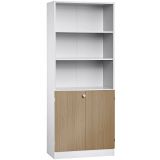 Schrankregal 5OH SOLID | 80 cm breit | Korpus Wei� classic | Front Nussbaum hell