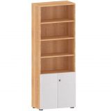 Schrankregal 6 OH COMFORT mit 2 OH T�ren | Korpus Nussbaum hell | Front Silber