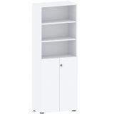 Schrankregal 6 OH COMFORT mit 3 OH T�ren | Korpus Wei� classic | Front Wei� classic