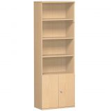 Schrankregal 6 OH STYLE | mit 2 OH T�ren | 80 cm breit | Buche Natur