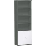 Schrankregal 6 OH STYLE | mit 2 OH T�ren | 80 cm breit | Graphit/Weiss