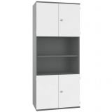 Schrankregal 6 OH STYLE | mit 2x2 OH T�ren | 100 cm breit | Graphit/Weiss