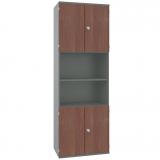 Schrankregal 6 OH STYLE | mit 2x2 OH T�ren | 80 cm breit | Graphit/Nussbaum