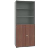 Schrankregal 6 OH STYLE | mit 3 OH T�ren | 100 cm breit | Graphit/Nussbaum