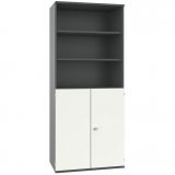 Schrankregal 6 OH STYLE | mit 3 OH T�ren | 100 cm breit | Graphit/Weiss