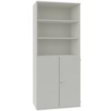 Schrankregal 6 OH STYLE | mit 3 OH T�ren | 100 cm breit | Hellgrau