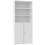 Schrankregal 6 OH STYLE | mit 3 OH T�ren | 100 cm breit | Weiss