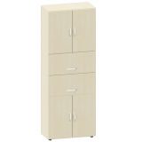 Schrankregal 6 Ordnerh�hen LIFE | 2 H�ngeregisterausz�ge + 2 T�ren | 80 cm breit | Ahorn hell
