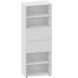 Schrankregal 6 Ordnerh�hen LIFE | 2 H�ngeregisterausz�ge | 80 cm breit | Hellgrau