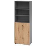 Schrankregal 6OH SMART | 80 cm breit | Korpus Graphit | Front Eiche Rustikal