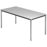 Schreibtisch LINEA | 160 x 80 cm | Gestell schwarz / chrom | Lichtgrau