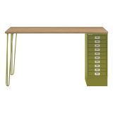 Schreibtisch MULTI mit 10 Schubladen | Gestell grün Schreibtisch MULTI mit 10 Schubladen | Gestell grün