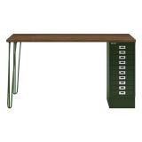Schreibtisch MULTI mit 10 Schubladen | Gestell olivgrün Schreibtisch MULTI mit 10 Schubladen | Gestell olivgrün