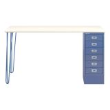 Schreibtisch MULTI mit 6 Schubladen | Gestell blau Schreibtisch MULTI mit 6 Schubladen | Gestell blau