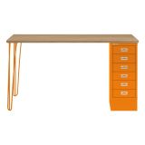 Schreibtisch MULTI mit 6 Schubladen | Gestell orange Schreibtisch MULTI mit 6 Schubladen | Gestell orange