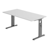 Schreibtisch OMEGA | Gestell graphit | 160 x 80 cm | Lichtgrau