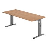 Schreibtisch OMEGA | Gestell graphit | 180 x 80 cm | Nussbaum hell