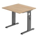 Schreibtisch OMEGA | Gestell graphit | 80 x 80 cm | Eiche