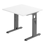 Schreibtisch OMEGA | Gestell graphit | 80 x 80 cm | Weiß classic Schreibtisch OMEGA | Gestell graphit | 80 x 80 cm | Weiß classic