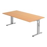 Schreibtisch OMEGA | Gestell silber | 200 x 100 cm | Buche Schreibtisch OMEGA | Gestell silber | 200 x 100 cm | Buche