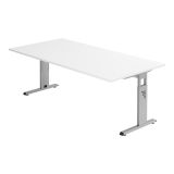 Schreibtisch OMEGA | Gestell silber | 200 x 100 cm | Weiß classic Schreibtisch OMEGA | Gestell silber | 200 x 100 cm | Weiß classic