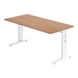 Schreibtisch OMEGA | Gestell wei� | 160 x 80 cm | Nussbaum hell