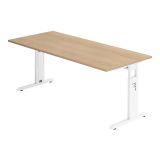 Schreibtisch OMEGA | Gestell wei� | 180 x 80 cm | Eiche