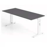 Schreibtisch OMEGA | Gestell weiß | 180 x 80 cm | Graphit Schreibtisch OMEGA | Gestell weiß | 180 x 80 cm | Graphit
