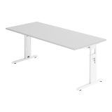 Schreibtisch OMEGA | Gestell weiß | 180 x 80 cm | Lichtgrau Schreibtisch OMEGA | Gestell weiß | 180 x 80 cm | Lichtgrau