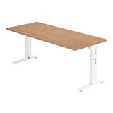 Schreibtisch OMEGA | Gestell weiß | 180 x 80 cm | Nussbaum hell Schreibtisch OMEGA | Gestell weiß | 180 x 80 cm | Nussbaum hell