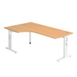 Schreibtisch OMEGA | Gestell weiß | 200 x 120 cm | Buche Schreibtisch OMEGA | Gestell weiß | 200 x 120 cm | Buche