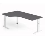 Schreibtisch OMEGA | Gestell weiß | 200 x 120 cm | Graphit Schreibtisch OMEGA | Gestell weiß | 200 x 120 cm | Graphit