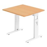 Schreibtisch OMEGA | Gestell weiß | 80 x 80 cm | Buche Schreibtisch OMEGA | Gestell weiß | 80 x 80 cm | Buche