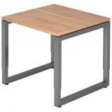 Schreibtisch RESTART | Gestell graphit | 80 x 80 cm | Nussbaum hell